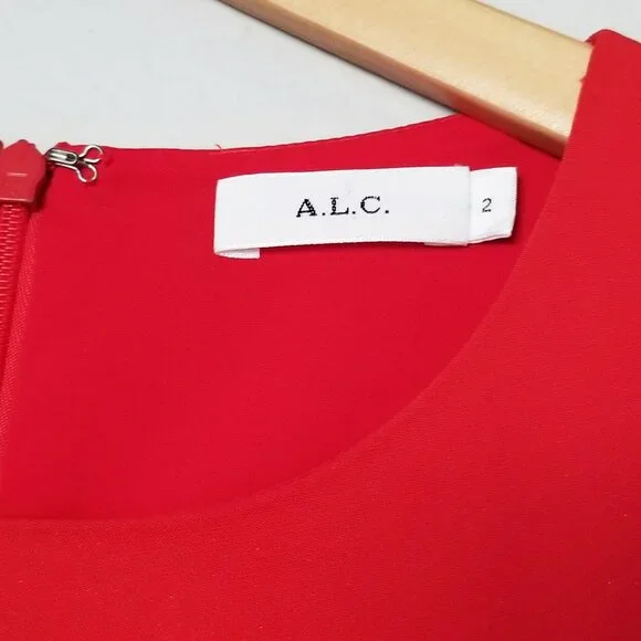 A.L.C. Women's Ann Long Sleeves Shirt Blouse Top 2 Red Peplum Crepe Zipper $325 - Picture 10 of 16